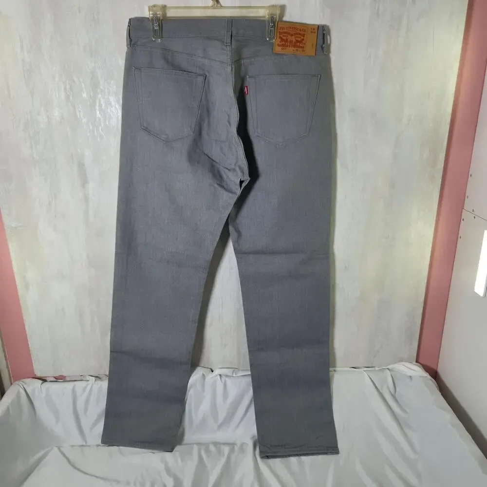 Levis 501 Jeans Mens 36x36 Gray Denim Straight Regular Fit Button Fly Classic